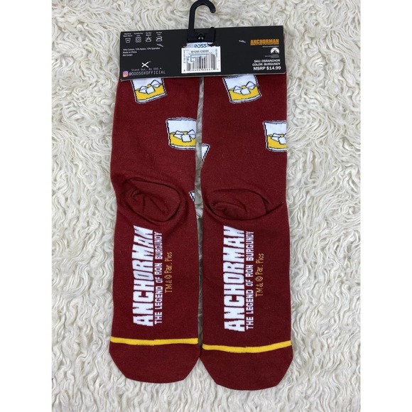 NWT Odd Sox Ron Burgundy Anchorman Unisex Size 6-13 Cotton Blend Crew Socks - Picture 3 of 5